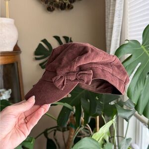 Lei Brown Y2K Corduroy Hat with Bow